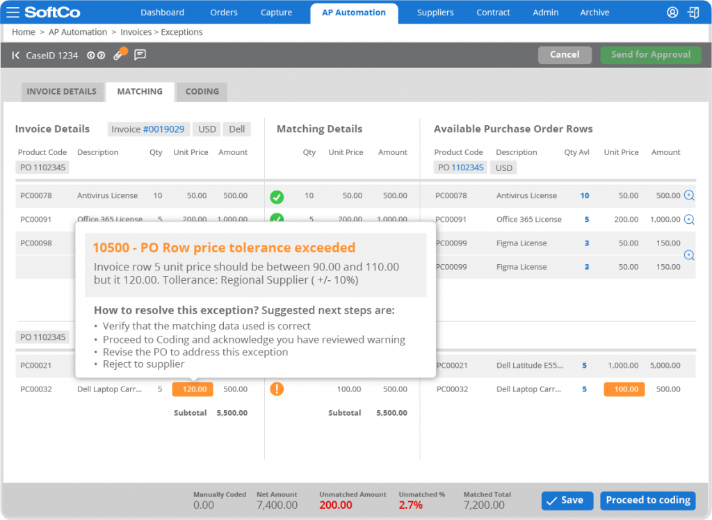 solutions ap Row price tolerance exceeded