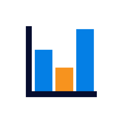 Icon showing a bar chart with three vertical bars