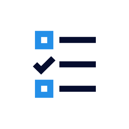 Icon showing a checklist with a check mark